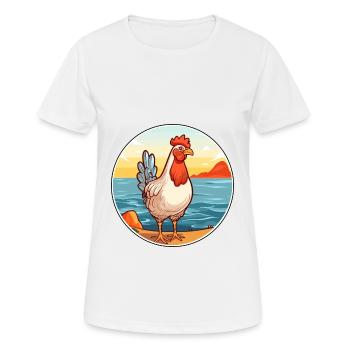 Poule aquarelle dessin animé Kawaii Clipart Animal - T-shirt respirant Femme - blanc - Devant - AI Model Female 172 dark (172cm)