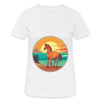 Pferd Aquarell Karikatur Kawaii Clipart Tier - Frauen T-Shirt atmungsaktiv - Weiß - Vorne - AI Model Female 172 dark (172cm)