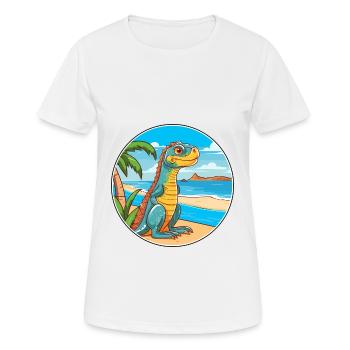 Iguana Watercolor Cartoon Kawaii Clipart Animal - Women's Breathable T-Shirt - white - Front - AI Model Female 172 dark (172cm)