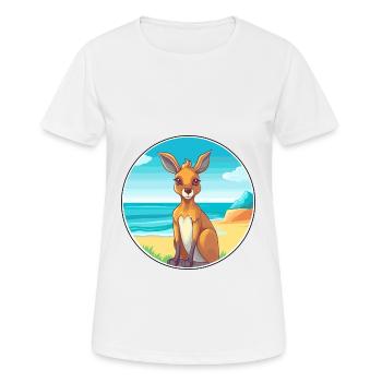 Kangaroo Watercolor Cartoon Kawaii Clipart Animal - Women's Breathable T-Shirt - white - Front - AI Model Female 172 dark (172cm)