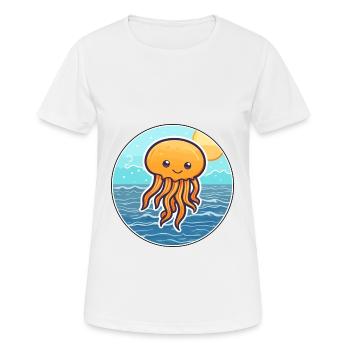 Méduse aquarelle dessin animé Kawaii Clipart Animal - T-shirt respirant Femme - blanc - Devant - AI Model Female 172 dark (172cm)