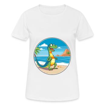 Lizard Watercolor Cartoon Kawaii Clipart Animal - Women's Breathable T-Shirt - white - Front - AI Model Female 172 dark (172cm)