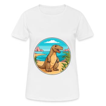Komodo Dragon Aquarelle Dessin Animé Kawaii Animal - T-shirt respirant Femme - blanc - Devant - AI Model Female 172 dark (172cm)