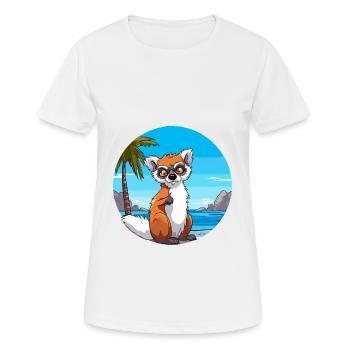 Lemur Watercolor Cartoon Kawaii Clipart Animal - Women's Breathable T-Shirt - white - Front - AI Model Female 172 dark (172cm)