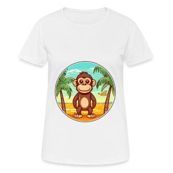 Monkey Watercolor Cartoon Kawaii Clipart Animal - Women's Breathable T-Shirt - white - Front - AI Model Female 172 dark (172cm)