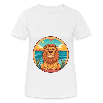 Lion Watercolor Cartoon Kawaii Clipart Animal - Women's Breathable T-Shirt - white - Front - AI Model Female 172 dark (172cm)