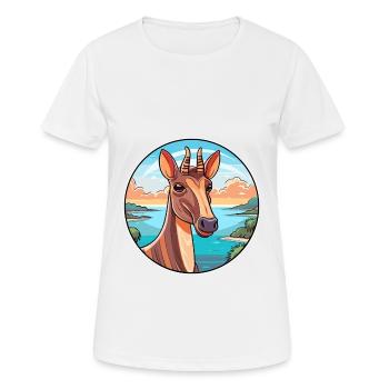 Okapi Watercolor Cartoon Kawaii Clipart Animal - Women's Breathable T-Shirt - white - Front - AI Model Female 172 dark (172cm)