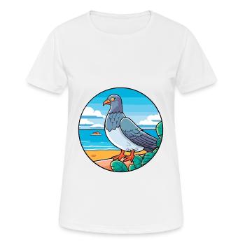 Pigeon aquarelle dessin animé kawaii clipart animal - T-shirt respirant Femme - blanc - Devant - AI Model Female 172 dark (172cm)