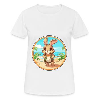 Kaninchen Aquarell Cartoon Kawaii Clipart Tier - Frauen T-Shirt atmungsaktiv - Weiß - Vorne - AI Model Female 172 dark (172cm)