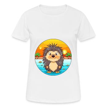 Porc-épic aquarelle dessin animé Kawaii Clipart Animal - T-shirt respirant Femme - blanc - Devant - AI Model Female 172 dark (172cm)