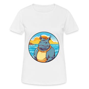 Nashorn Aquarell Cartoon Kawaii Clipart Tier - Frauen T-Shirt atmungsaktiv - Weiß - Vorne - AI Model Female 172 dark (172cm)