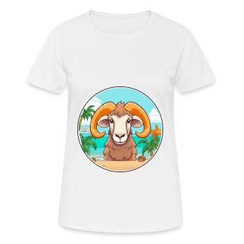 Ram Watercolor Cartoon Kawaii Clipart Animal - Women's Breathable T-Shirt - white - Front - AI Model Female 172 dark (172cm)
