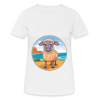 Sheep Watercolor Cartoon Kawaii Clipart Animal - Women's Breathable T-Shirt - white - Front - AI Model Female 172 dark (172cm)
