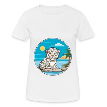 Léopard des neiges aquarelle dessin animé Kawaii Clipart animal de compagnie - T-shirt respirant Femme - blanc - Devant - AI Model Female 172 dark (172cm)