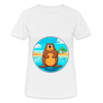 Beaver Watercolor Cartoon Kawaii Clipart Animal - Women's Breathable T-Shirt - white - Front - AI Model Female 172 dark (172cm)