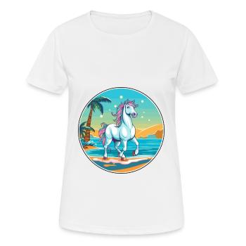 Unicorn Watercolor Cartoon Kawaii Clipart Animal - Women's Breathable T-Shirt - white - Front - AI Model Female 172 dark (172cm)