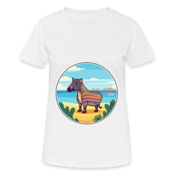 Tapir Watercolor Cartoon Kawaii Clipart Animal - Women's Breathable T-Shirt - white - Front - AI Model Female 172 dark (172cm)