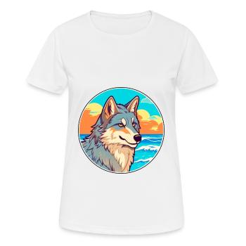 Wolf Watercolor Cartoon Kawaii Clipart Animal - Women's Breathable T-Shirt - white - Front - AI Model Female 172 dark (172cm)