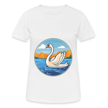 Cygne aquarelle dessin animé Kawaii Clipart Animal - T-shirt respirant Femme - blanc - Devant - AI Model Female 172 dark (172cm)