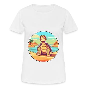 Turtle Watercolor Cartoon Kawaii Clipart Animal - Women's Breathable T-Shirt - white - Front - AI Model Female 172 dark (172cm)