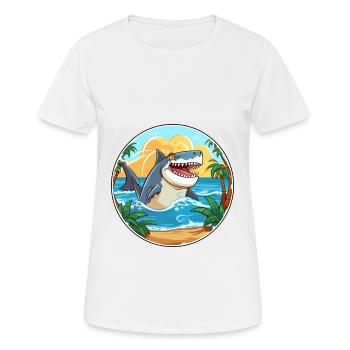 Requin aquarelle dessin animé kawaii Clipart Animal - T-shirt respirant Femme - blanc - Devant - AI Model Female 172 dark (172cm)