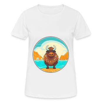 Yak aquarelle dessin animé Kawaii Clipart Animal - T-shirt respirant Femme - blanc - Devant - AI Model Female 172 dark (172cm)