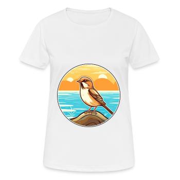 Spatz Aquarell Cartoon Kawaii Clipart Tier - Frauen T-Shirt atmungsaktiv - Weiß - Vorne - AI Model Female 172 dark (172cm)