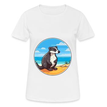 Blaireau Aquarelle Dessin Animé Kawaii Clipart Animal - T-shirt respirant Femme - blanc - Devant - AI Model Female 172 dark (172cm)