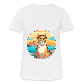 Cougar aquarelle dessin animé Kawaii Clipart Animal - T-shirt respirant Femme - blanc - Devant - AI Model Female 172 dark (172cm)