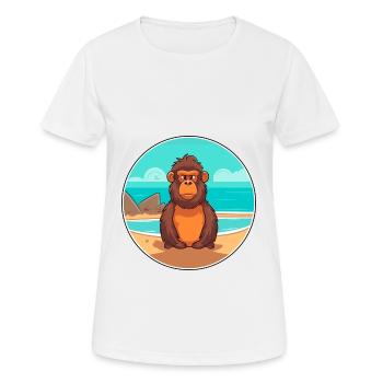 Babouin aquarelle dessin animé Kawaii Clipart Animal - T-shirt respirant Femme - blanc - Devant - AI Model Female 172 dark (172cm)
