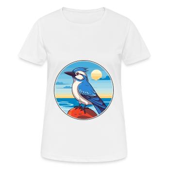 Blue Jay Watercolor Cartoon Kawaii Clipart Animal - Women's Breathable T-Shirt - white - Front - AI Model Female 172 dark (172cm)