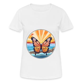 Papillon aquarelle dessin animé Kawaii Clipart Animal - T-shirt respirant Femme - blanc - Devant - AI Model Female 172 dark (172cm)