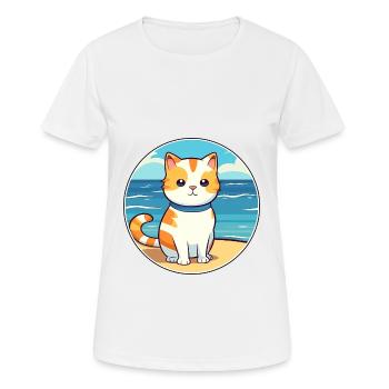 Katze Aquarell Karikatur Kawaii Clipart Tier - Frauen T-Shirt atmungsaktiv - Weiß - Vorne - AI Model Female 172 dark (172cm)