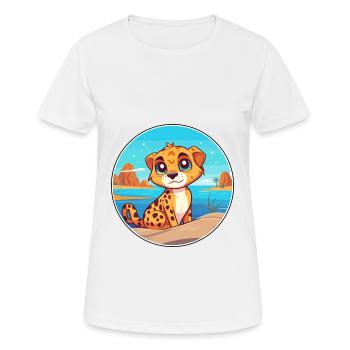 Cheetah Watercolor Cartoon Kawaii Clipart Animal - Women's Breathable T-Shirt - white - Front - AI Model Female 172 dark (172cm)