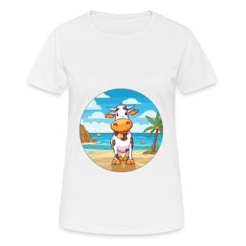 Cow Watercolor Cartoon Kawaii Clipart Animal - Women's Breathable T-Shirt - white - Front - AI Model Female 172 dark (172cm)