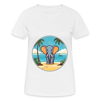 Elephant Watercolor Cartoon Kawaii Clipart Animal - Women's Breathable T-Shirt - white - Front - AI Model Female 172 dark (172cm)