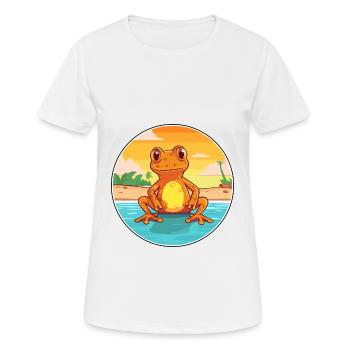 Grenouille aquarelle dessin animé Kawaii Clipart Animal - T-shirt respirant Femme - blanc - Devant - AI Model Female 172 dark (172cm)