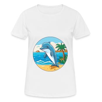 Delfin Aquarell Cartoon Kawaii Clipart Tier - Frauen T-Shirt atmungsaktiv - Weiß - Vorne - AI Model Female 172 dark (172cm)