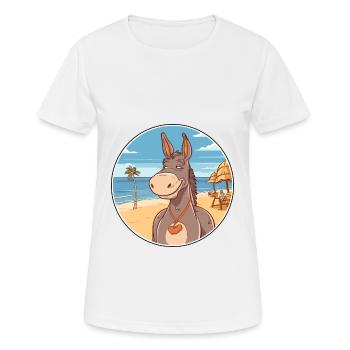 Donkey Watercolor Cartoon Kawaii Clipart Animal - Women's Breathable T-Shirt - white - Front - AI Model Female 172 dark (172cm)