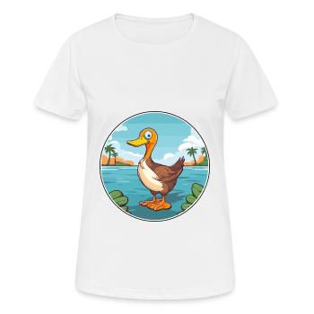 Duck Watercolor Cartoon Kawaii Clipart Animal - Women's Breathable T-Shirt - white - Front - AI Model Female 172 dark (172cm)