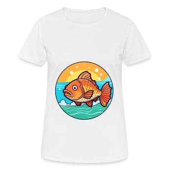 Fish Watercolor Cartoon Kawaii Clipart Animal - Women's Breathable T-Shirt - white - Front - AI Model Female 172 dark (172cm)