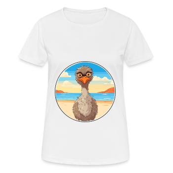 Emu Watercolor Cartoon Kawaii Clipart Animal - Women's Breathable T-Shirt - white - Front - AI Model Female 172 dark (172cm)