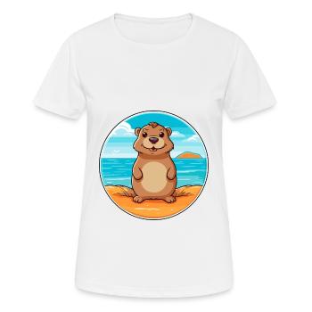 Gopher Watercolor Cartoon Kawaii Clipart Animal - Women's Breathable T-Shirt - white - Front - AI Model Female 172 dark (172cm)