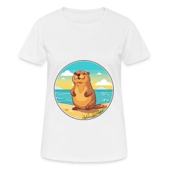 Marmotte aquarelle dessin animé Kawaii Clipart Animal - T-shirt respirant Femme - blanc - Devant - AI Model Female 172 dark (172cm)