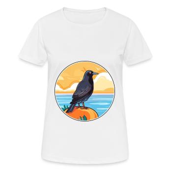 Crow Watercolor Cartoon Kawaii Clipart Animal - Women's Breathable T-Shirt - white - Front - AI Model Female 172 dark (172cm)