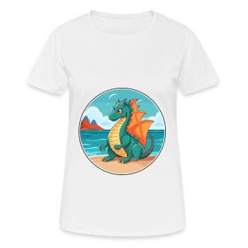 Dragon Watercolor Cartoon Kawaii Clipart Animal - Women's Breathable T-Shirt - white - Front - AI Model Female 172 dark (172cm)