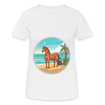 Pferd Aquarell Karikatur Kawaii Clipart Tier - Frauen T-Shirt atmungsaktiv - Weiß - Vorne - AI Model Female 172 dark (172cm)