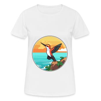 Colibri aquarelle dessin animé Kawaii Clipart animal de compagnie - T-shirt respirant Femme - blanc - Devant - AI Model Female 172 dark (172cm)