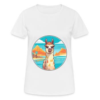 Llama Watercolor Cartoon Kawaii Clipart Animal - Women's Breathable T-Shirt - white - Front - AI Model Female 172 dark (172cm)