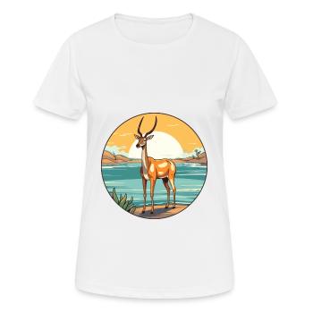 Impala Aquarell Karikatur Kawaii Clipart Tier - Frauen T-Shirt atmungsaktiv - Weiß - Vorne - AI Model Female 172 dark (172cm)